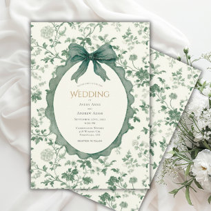 Invitation Mariage Floral Vintage Vert