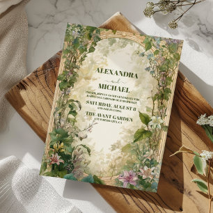 Invitation Mariage Floral Vintage Vert