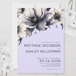 Invitation Mariage Floral Violet Aquarelle Moderne