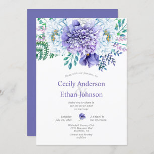 Invitation Mariage floral violet et blanc