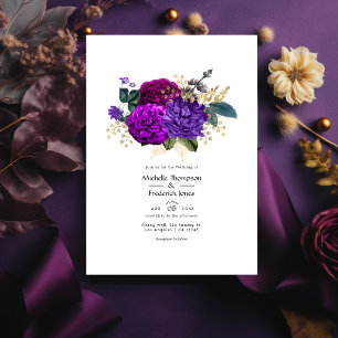 Invitation Mariage floral violet et pourpre