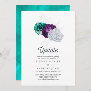 Invitation Mariage floral violet et turquoise rustique