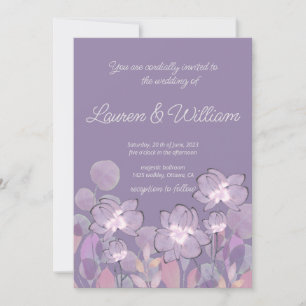 Invitation Mariage floral violet mauve pastel