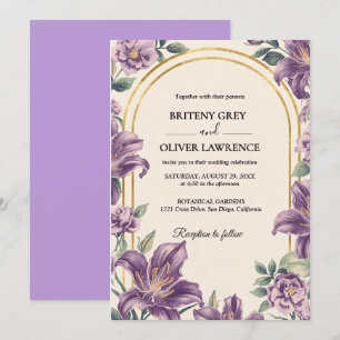 Invitation Mariage Floral Violet Vintage William Morris