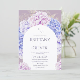 Invitation Mariage Florales Mauve & Bleu Aquarelle Moderne