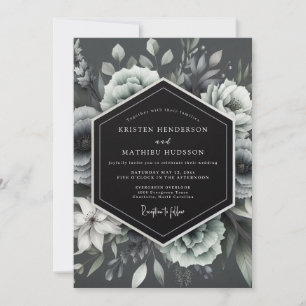 Invitation Mariage Flore Clair de Lune au Charbon