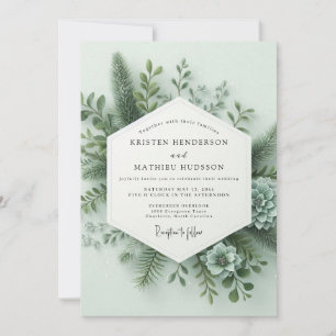 Invitation Mariage Flore de la Forêt Vert Sauge