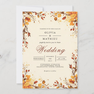 Invitation Mariage florissant de la branche automnale
