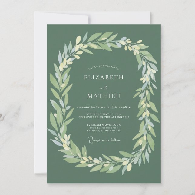 Invitation Mariage Florissant Feuille de Sauge (Devant)
