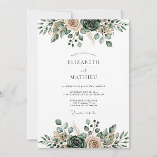 Invitation Mariage Florissant Vert Sauge Éthéré