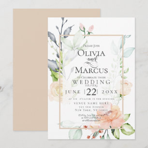 Invitation MARIAGE Flux rose de la pêche au printemps