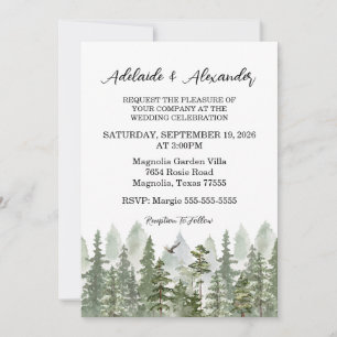 Invitation Mariage forestier de bois vert