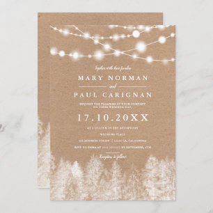 Invitation mariage forestier des feux de cordes d'hiver rusti