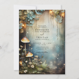 Invitation Mariage forestier enchanté   Champignons magiques