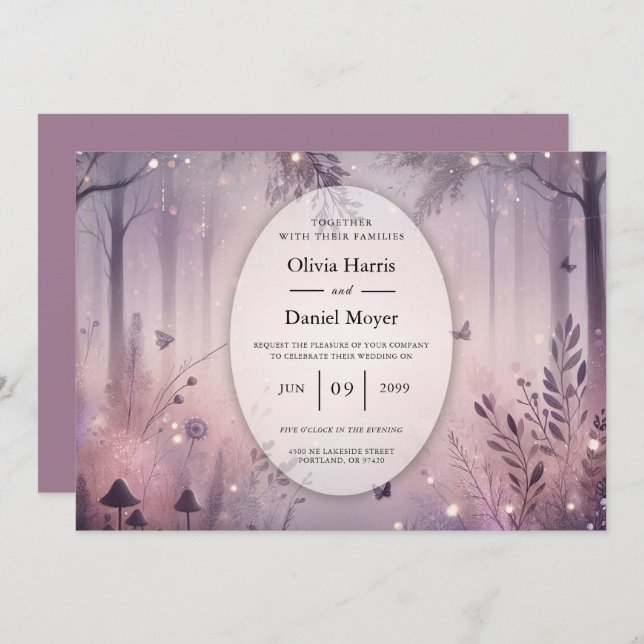 Invitation Mariage forestier Ethereal Fairy (Devant / Derrière)