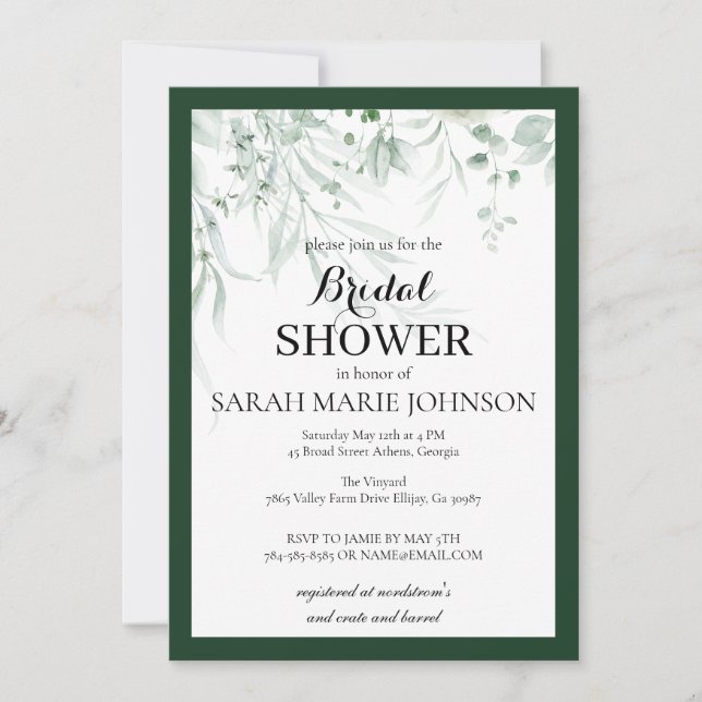 Invitation Mariage Forestier Vert (Devant)