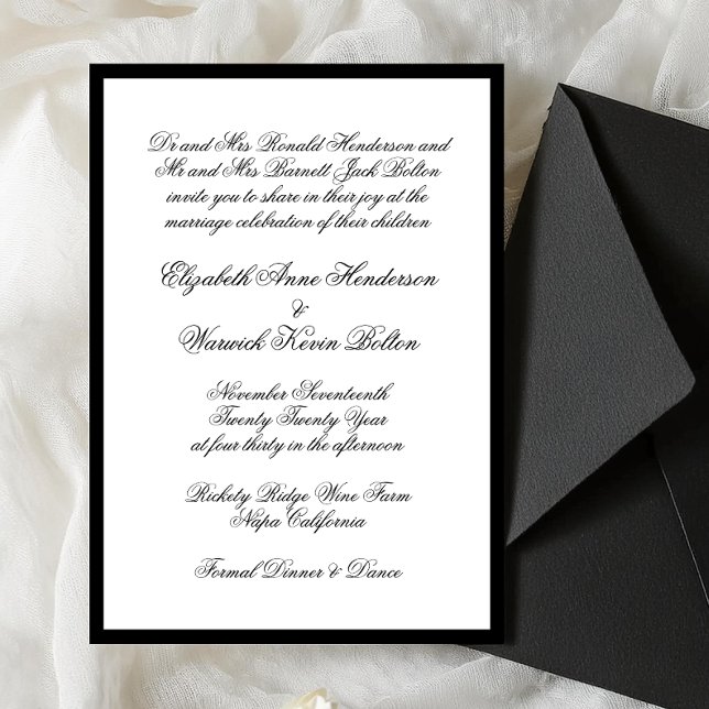 Invitation Mariage Formé Noir & Blanc (Créateur téléchargé)