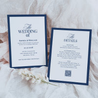Mariage Formel Bleu Marine avec Code QR de RSVP