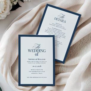 Invitation Mariage Formel Bleu Marine avec Code QR de RSVP