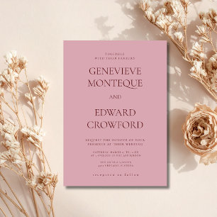 Invitation Mariage Formel Burgundy Rose Poussiéreux Vieille F