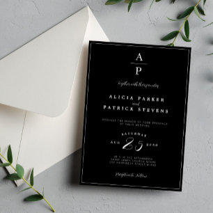Invitation Mariage formel classique noir et blanc