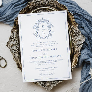 Invitation Mariage Formel Élégant Baroque Blason Monogramme B