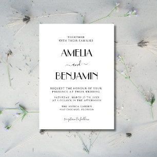 Invitation Mariage Formel Élégant Moderne Minimaliste Noir