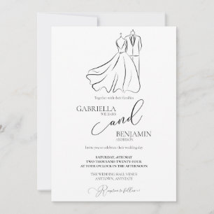 Invitation Mariage Formel Minimaliste Noir Blanc Script
