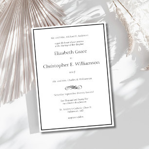 Invitation Mariage Formel Moderne Minimaliste Bordure Noir et
