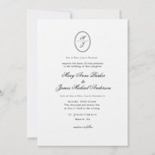 Invitation Mariage formel monogramme