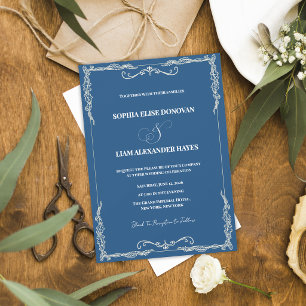 Invitation Mariage Formel Smoking Bleu Poussiéreux Classique