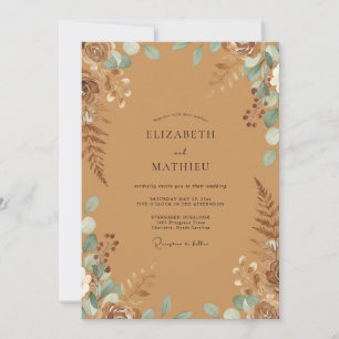 Invitation Mariage Fougère Aqua Brun