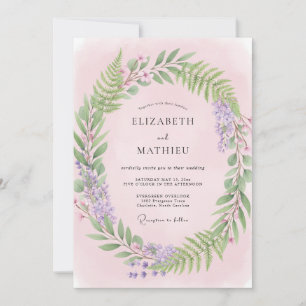 Invitation Mariage Fougère pêche pâle