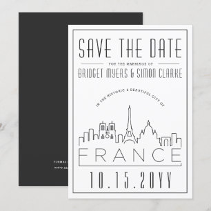 Invitation Mariage France   Skyline stylisée Enregistrer la d