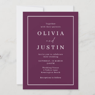 Invitation Mariage frontalier blanc moderne de Bourgogne