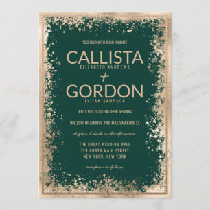 Invitation Mariage frontalier de Parties scintillant Gold Gre
