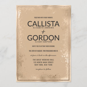 Invitation Mariage frontalier de Parties scintillant Gold Spl
