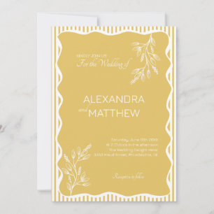 Invitation Mariage frontalier jaune Whimsical Wavy