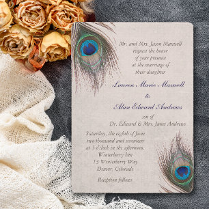 Invitation Mariage frontalier Peacock Feather