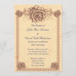 Invitation Mariage frontalier Rose Vintage Moccasin