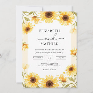 Invitation Mariage frontalier Sunny Sunflower
