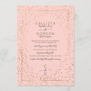 Invitation Mariage frontière Confetti Parties scintillant ros