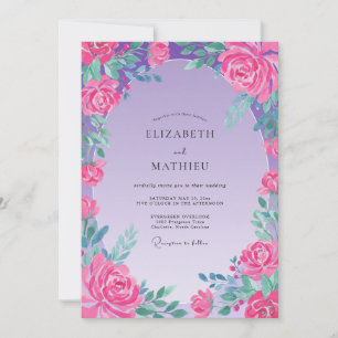 Invitation Mariage Fuchsia Améthyste Rose