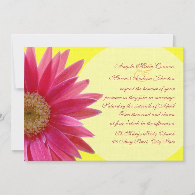 Invitation Mariage Fuschia Daisy (Devant)