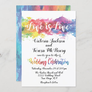 Invitation Mariage gai lesbien moderne d'aquarelle