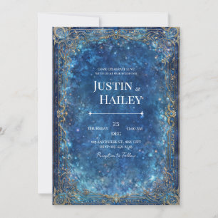 Invitation Mariage Galaxie Céleste Or Orné