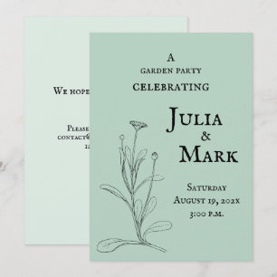 Invitation Mariage Garden Party Sage bleu vert