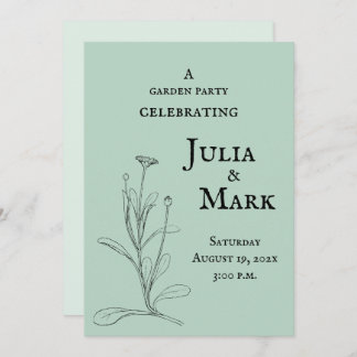 Invitation Mariage Garden Party | Sage bleu vert