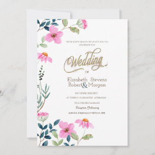 Invitation Mariage Garden Pink Flowers