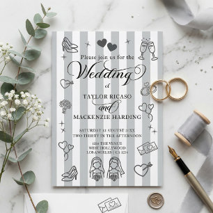 Invitation Mariage Gay Deux Mariées Dessins Fantaisistes